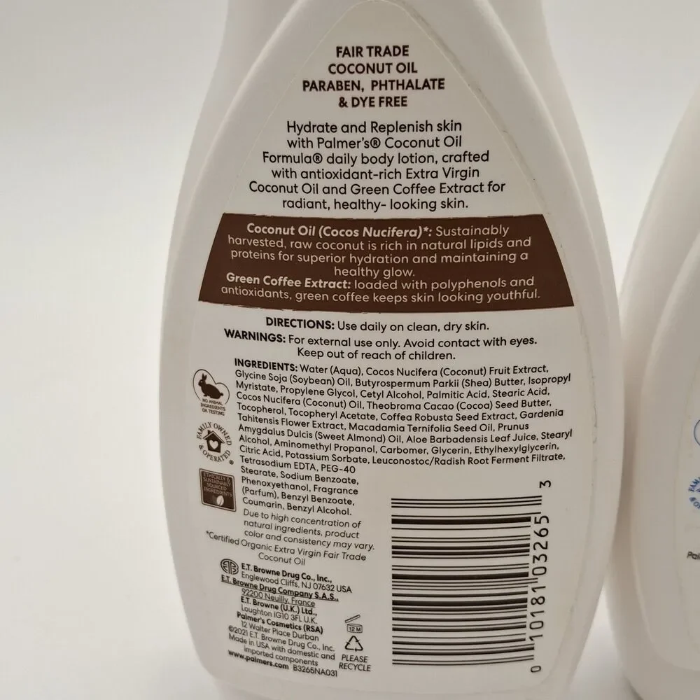 Lot of 3, 2 Palmer's Cocoa Butter Formula Daily Skin Therapy 1 Coconut Hydration